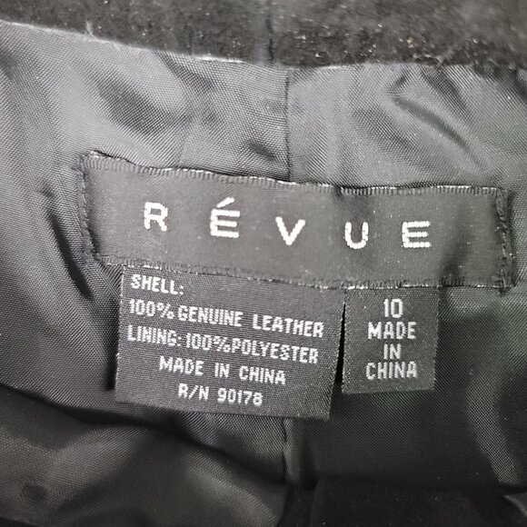 Revue Womens Genuine Leather Black Suede Pants Size 10 Mid-Rise Straight Leg - Picture 4 of 13